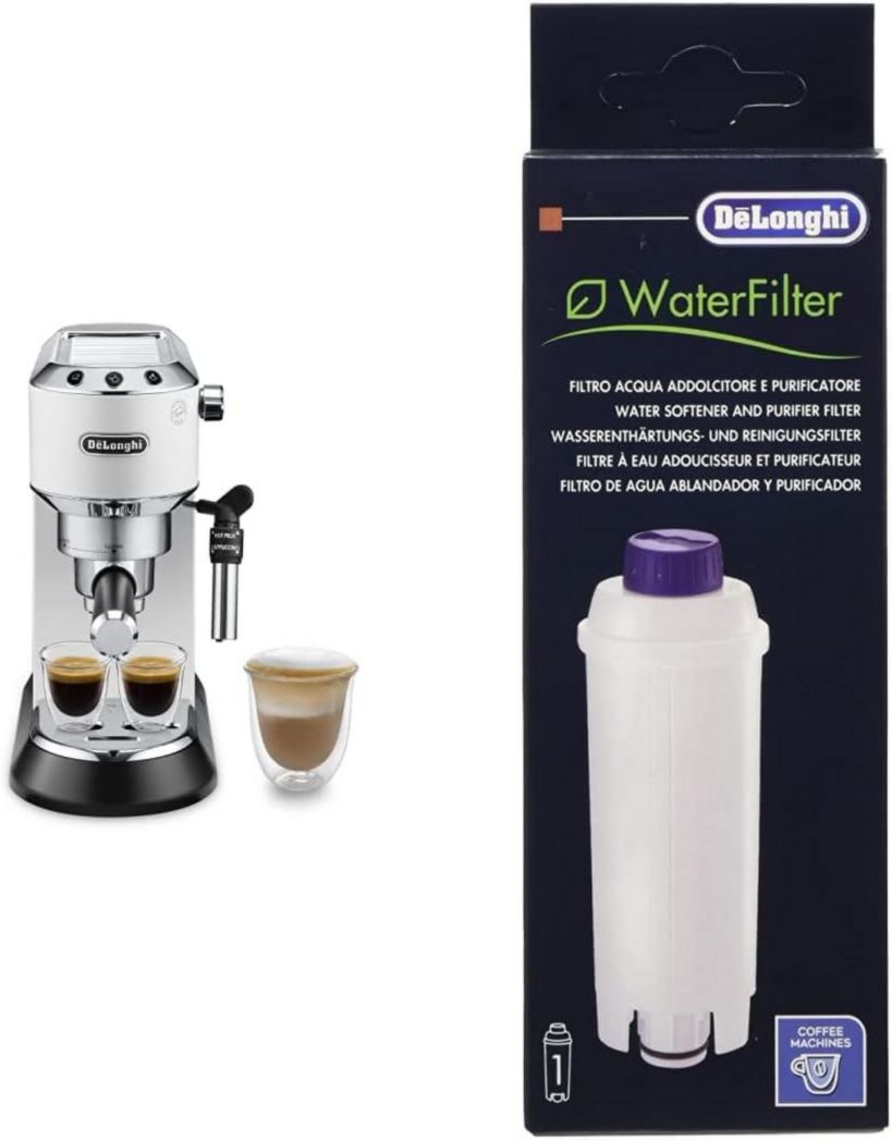 De'Longhi Dedica Style EC685.M, Machine à expresso avec buse à mousse de lait professionnelle, seulement 15 cm de large, réservoir de 1 L, boîtier en métal, compatible avec les dosettes ESE, métal