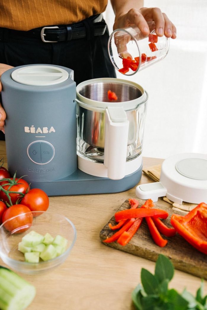 BÉABA, Babycook Néo, Mixeur et Cuiseur Vapeur 6 en 1, Robot Cuiseur Bébé Fabriqué en France, Bol en Verre, Cuve en Inox, Grande Capacité, Diversification des Aliments, Petits Pots Bébé Maison, Rapide, Eucalyptus