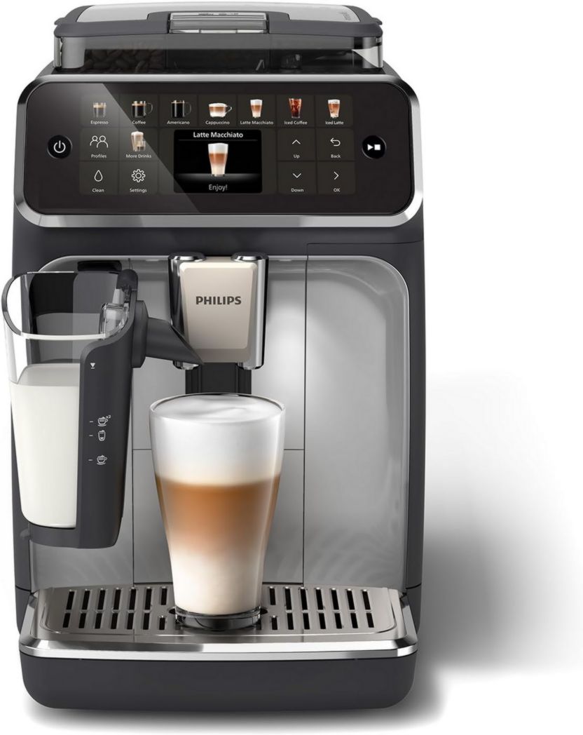 Machine à expresso entièrement automatique Philips série 5500 – 20 boissons chaudes et glacées, carafe LatteGo facile à nettoyer, SilentBrew 40 % plus silencieux, démarrage rapide, noir et argent (EP5546/70)