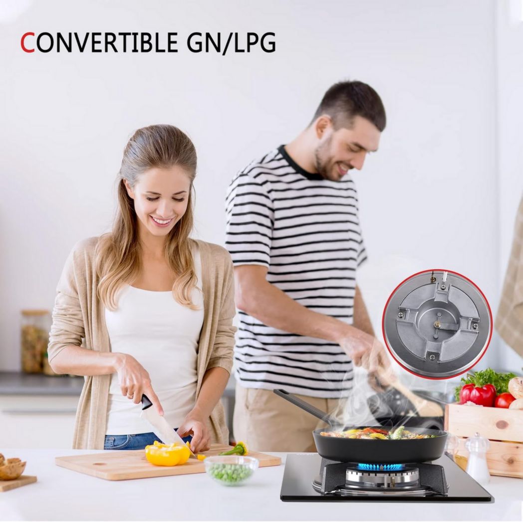 Plaque de cuisson à gaz 4 feux, plaque de cuisson 60 cm - Cuisinière encastrable - Gaz de ville et gaz en bouteille (4 feux - Verre)