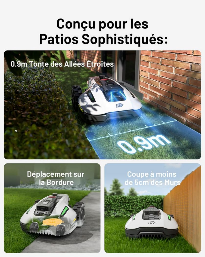 Tondeuse robot sans fil périphérique MAMMOTION YUKA Mini 500, NetRTK+Vision, aucune antenne RTK requise, surface recommandée : 500 m², max. 700 m², pente de 50 %, cartographie automatique, avec module 4G