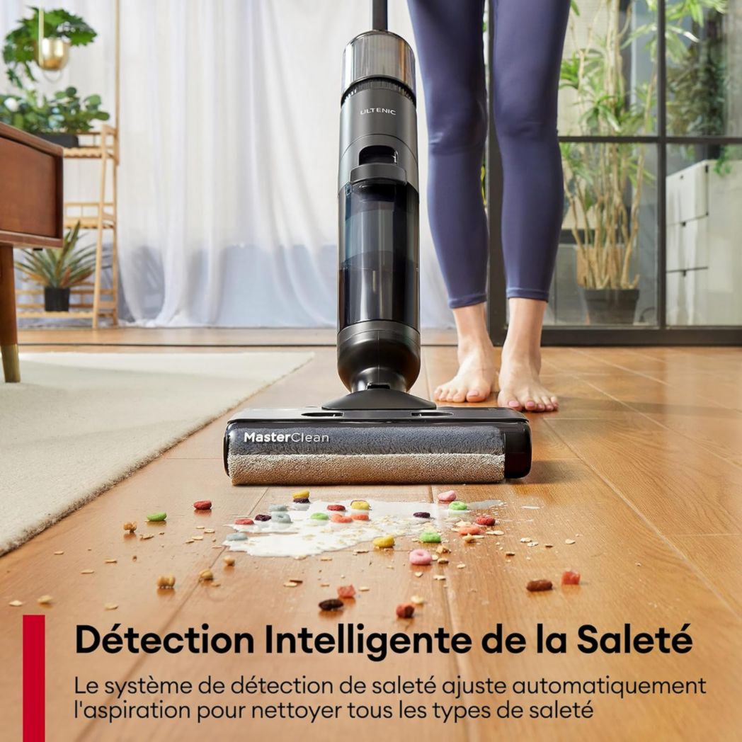 Aspirateur balai sans fil Ultenic AC1 Elite, 3 en 1, eau et poussière, léger, autonomie de 50 minutes, grand réservoir de 1,15 L, idéal pour les saletés tenaces et les sols durs.