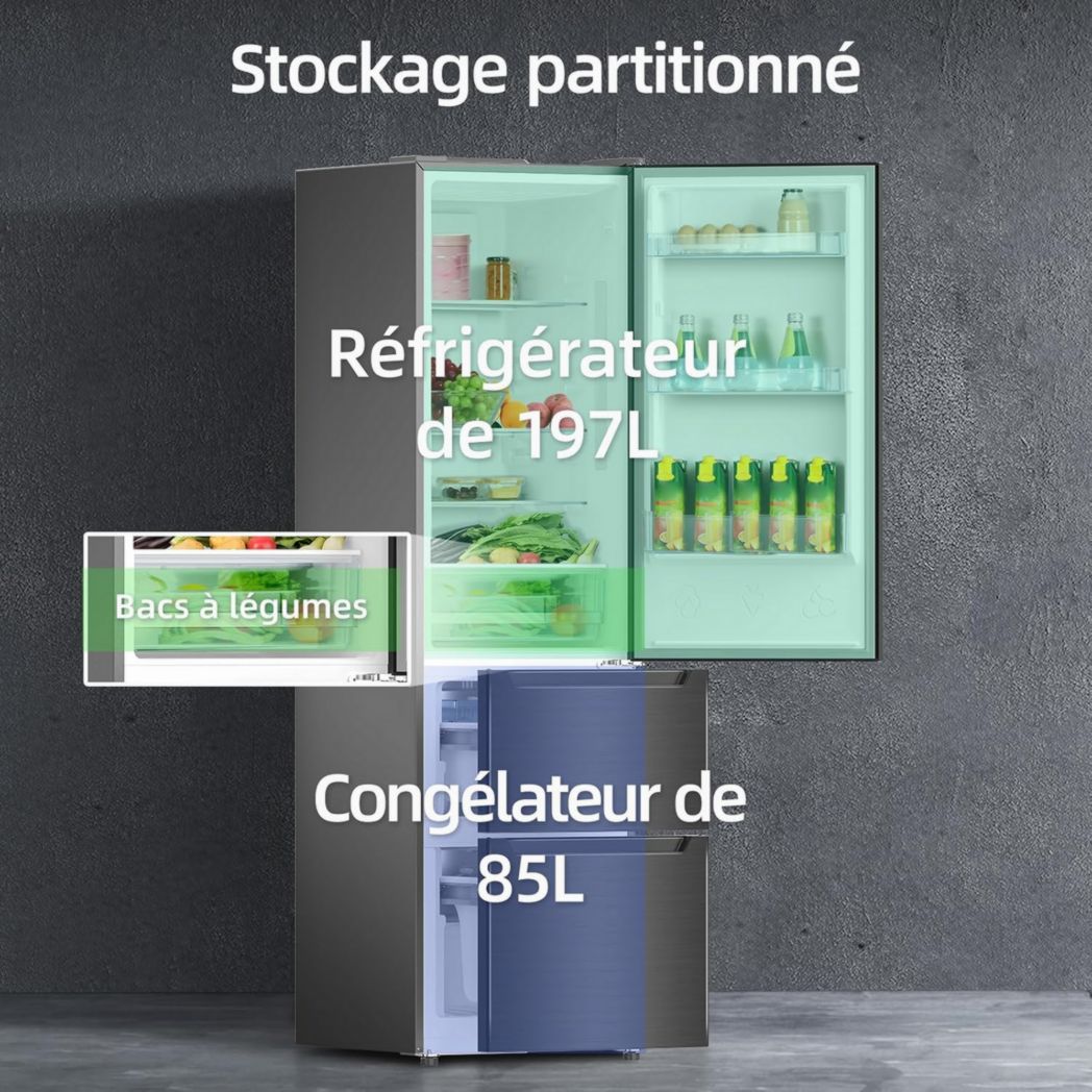 Réfrigérateur congélateur inférieur CHIQ CBM159LEBD 157 litres (109 + 48) Low Frost, faible bruit, refroidissement rapide, faible encombrement