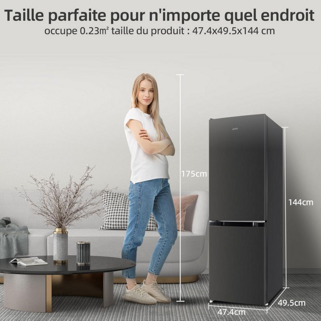 Réfrigérateur congélateur inférieur CHIQ CBM159LEBD 157 litres (109 + 48) Low Frost, faible bruit, refroidissement rapide, faible encombrement