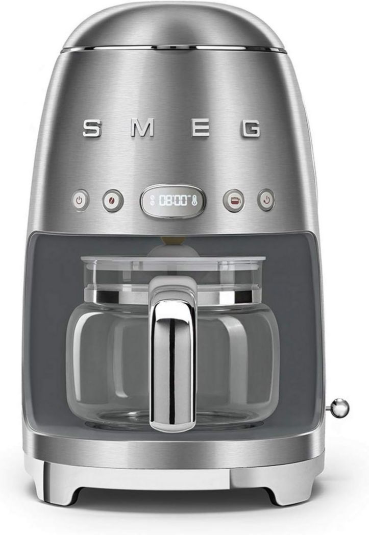 Smeg, DCF02PBEU, cafetière filtre, arôme et démarrage automatique, verseuse en verre jusqu'à 12 tasses, 2 niveaux d'intensité, maintien au chaud, 1050 W, bleu clair pastel