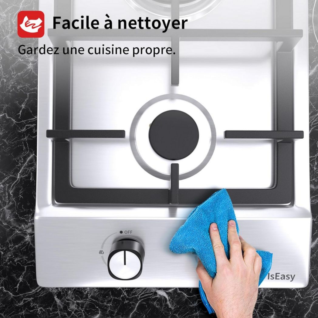 Plaque de cuisson à gaz 4 feux, plaque de cuisson 60 cm - Cuisinière encastrable - Gaz de ville et gaz en bouteille (4 feux - Verre)