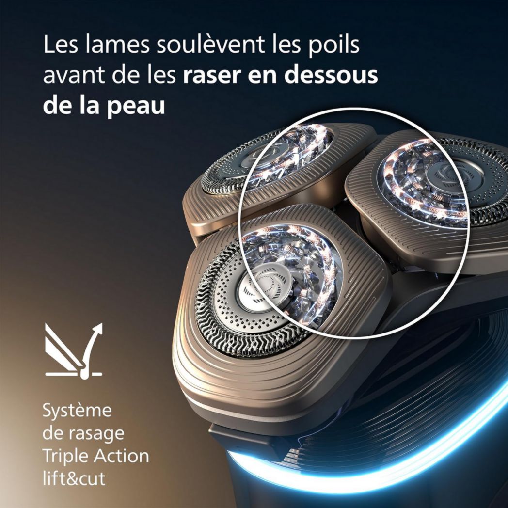 Rasoir Philips i9000 Prestige Ultra, rasoir électrique 100 % étanche, technologie Skin IQ Pro, système Triple Lift & Cut, lames de précision NanoTech rotatives à 360°, 5 modes de rasage, XP9401/38