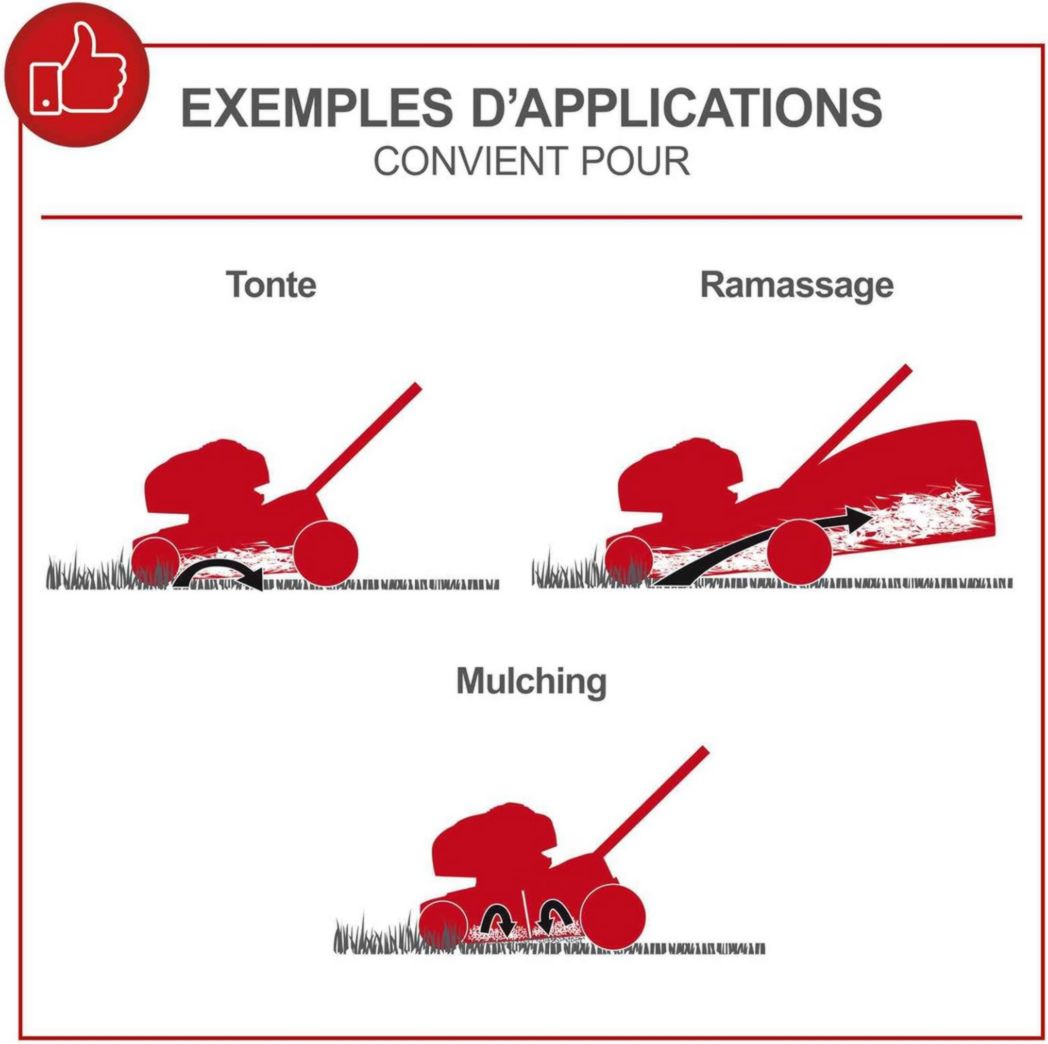 Tondeuse à gazon thermique Scheppach MS180-51 – Largeur de coupe 51 cm – Moteur à essence 4 temps 4,0 kW – 5,4 CV – Jardin jusqu'à 1600 m² – Hauteur de coupe réglable sur 8 positions – Huile moteur