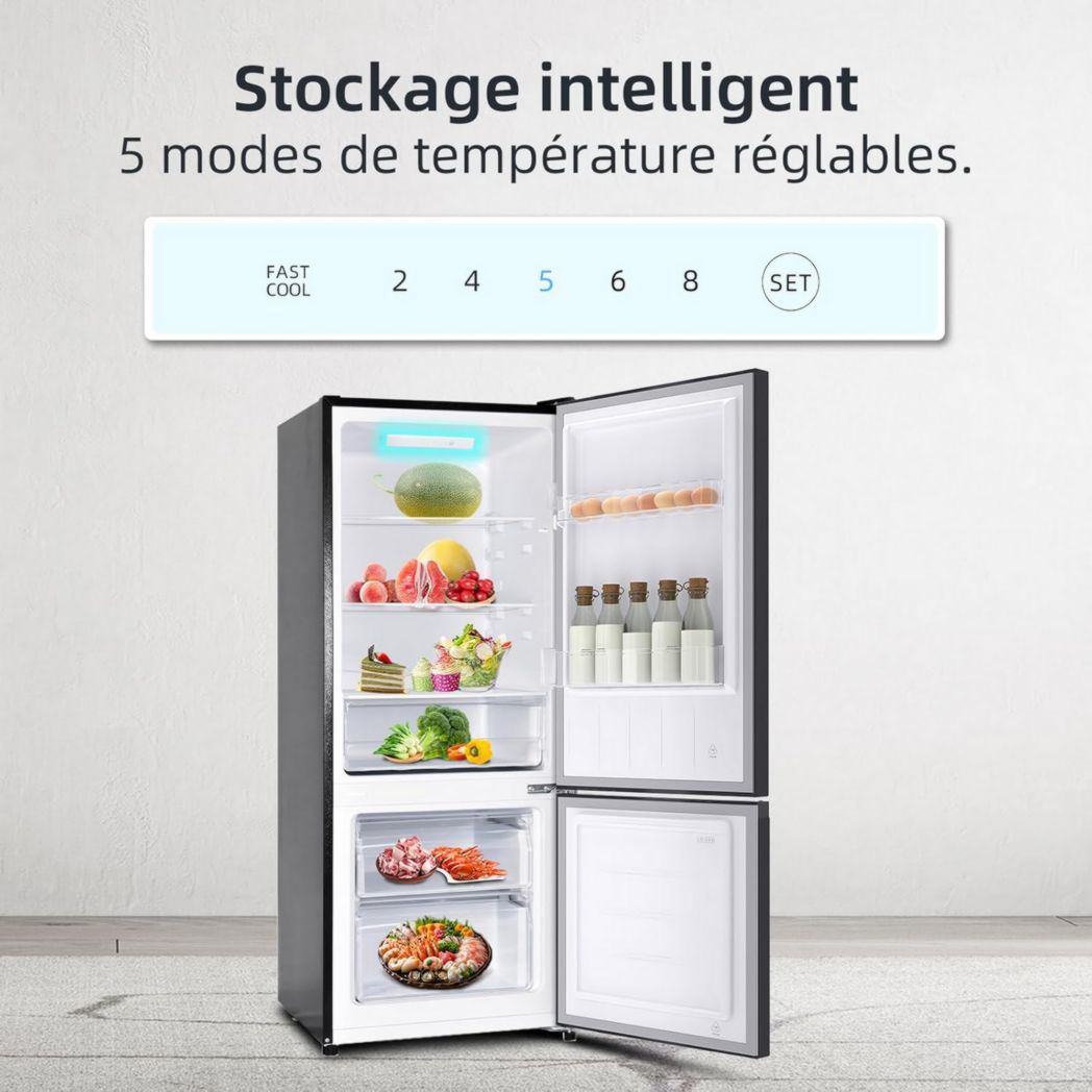 Réfrigérateur congélateur inférieur CHIQ FBM157L42 157 L (109 + 48), largeur 47 cm, Low Frost, 39 dB, portes réversibles, garantie 12 ans sur le compresseur