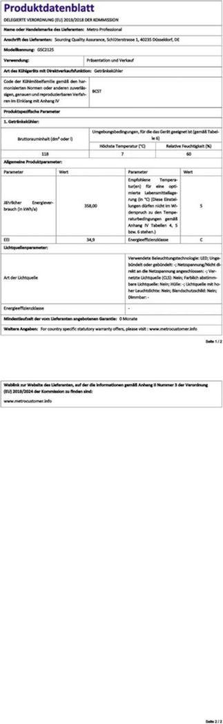 Réfrigérateur à boissons professionnel METRO GPC1088, métal/verre, 43 x 49 x 83 cm, 88 L, réfrigération statique, noir
