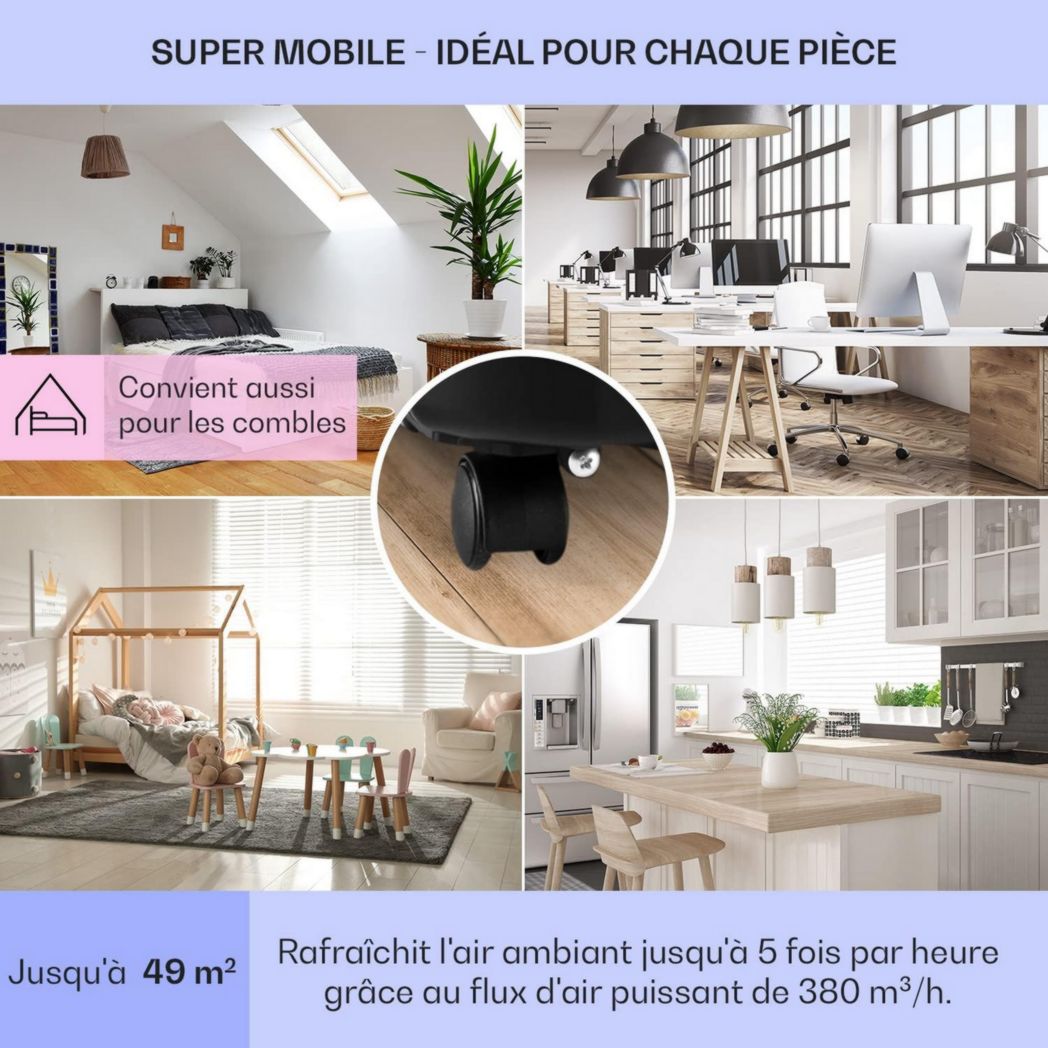 Climatiseur mobile silencieux Klarstein, 4 en 1, mode nuit, déshumidificateur, ventilateur, mini climatiseur basse consommation, évacuation, climatiseur portable, puissant, 10 000 BTU