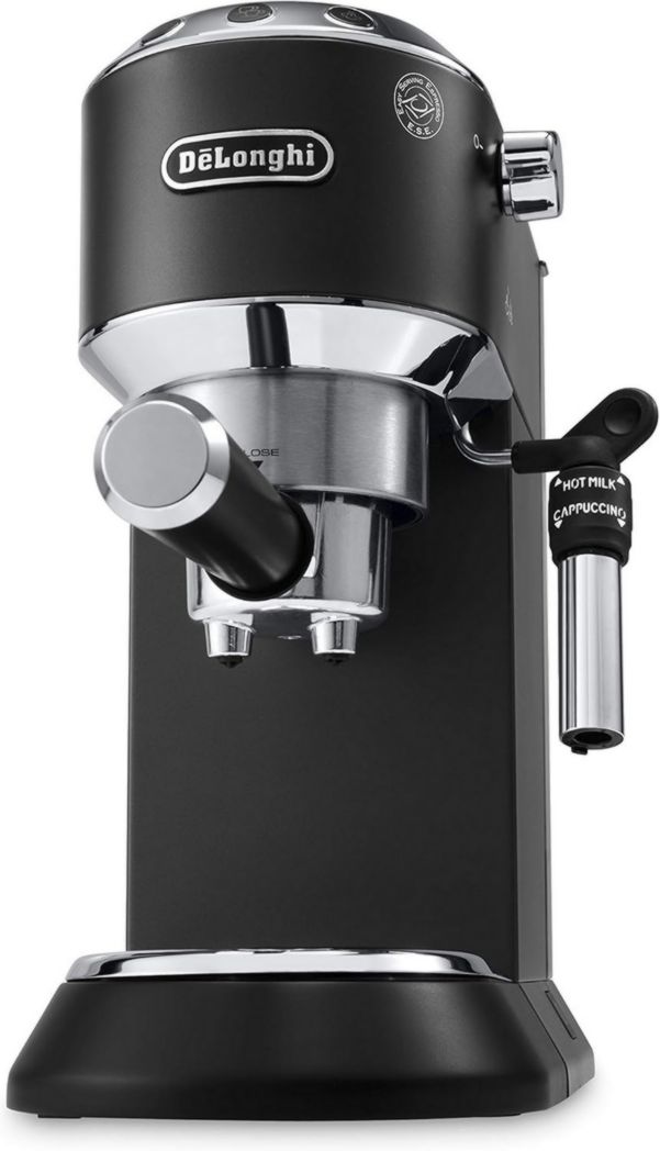 De'Longhi Dedica Style EC685.M, Machine à expresso avec buse à mousse de lait professionnelle, seulement 15 cm de large, réservoir de 1 L, boîtier en métal, compatible avec les dosettes ESE, métal