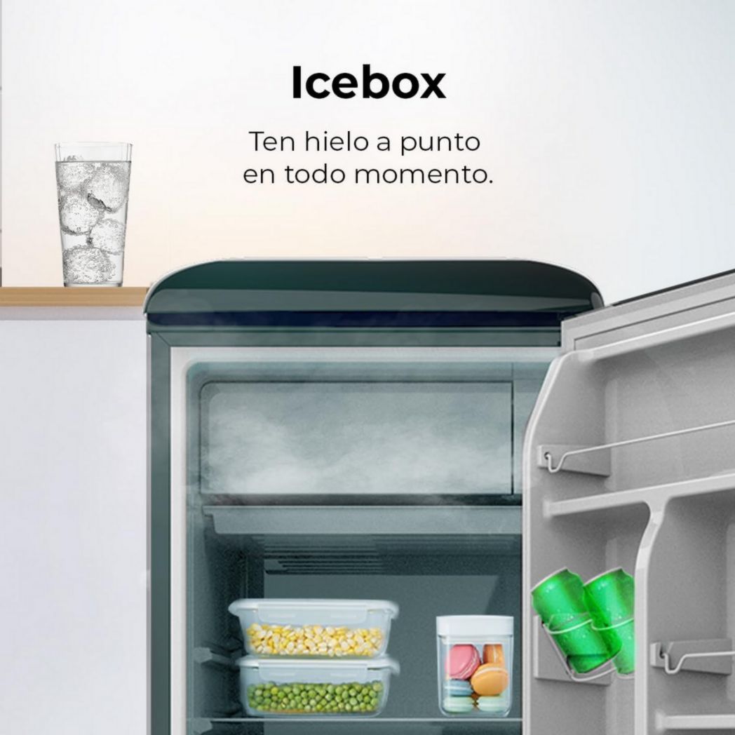 Mini-réfrigérateur Cecotec Bolero CoolMarket TT Origin 45 Rouge. Réfrigérateur de table rétro 45 L, 55 cm de haut, 44,7 cm de large, classe énergétique E, bac à glaçons et poignée chromée, rouge.