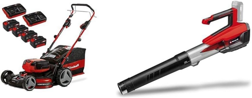 Tondeuse à gazon professionnelle sans fil Einhell GP-CM 36/47 S HW Li Power X-Change (36 V, largeur de coupe 47 cm, autotractée, moteur sans balais) Livrée avec 4 batteries 4,0 Ah et 2 chargeurs doubles