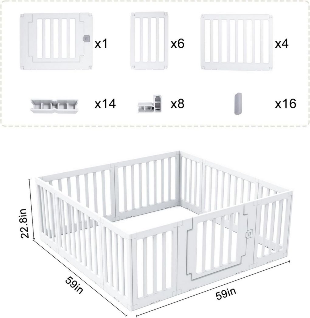 Parc bébé modulaire Gupamiga 150 x 180 cm, Parc enfant, Parc bébé, Blanc