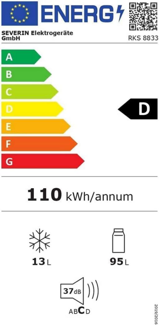 Réfrigérateur-congélateur SEVERIN, Pose libre, Longueur 55 cm, 108 L, Classe D, 110 kWh/an, 37 dB, Look rétro, Crème, RKS 8833