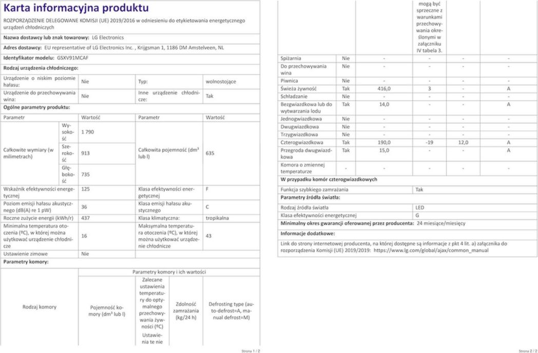 Réfrigérateur combiné LG GSXV91MCAF - Côte à côte, 635 L, InstaView, Total No-Frost, compartiment congélateur, distributeur d'eau et de glaçons UVnano, compresseur à onduleur linéaire, Wi-Fi, noir, classe F