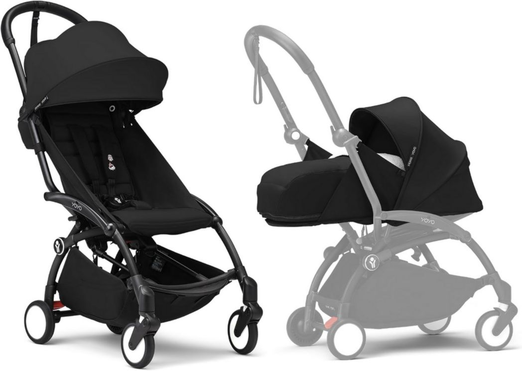 Poussette Stokke YOYO3 avec pack nouveau-né et pack couleur 6+ - Comprend un cadre noir, un pack couleur YOYO 6+ (gingembre) et un pack nouveau-né 0+ (gingembre)