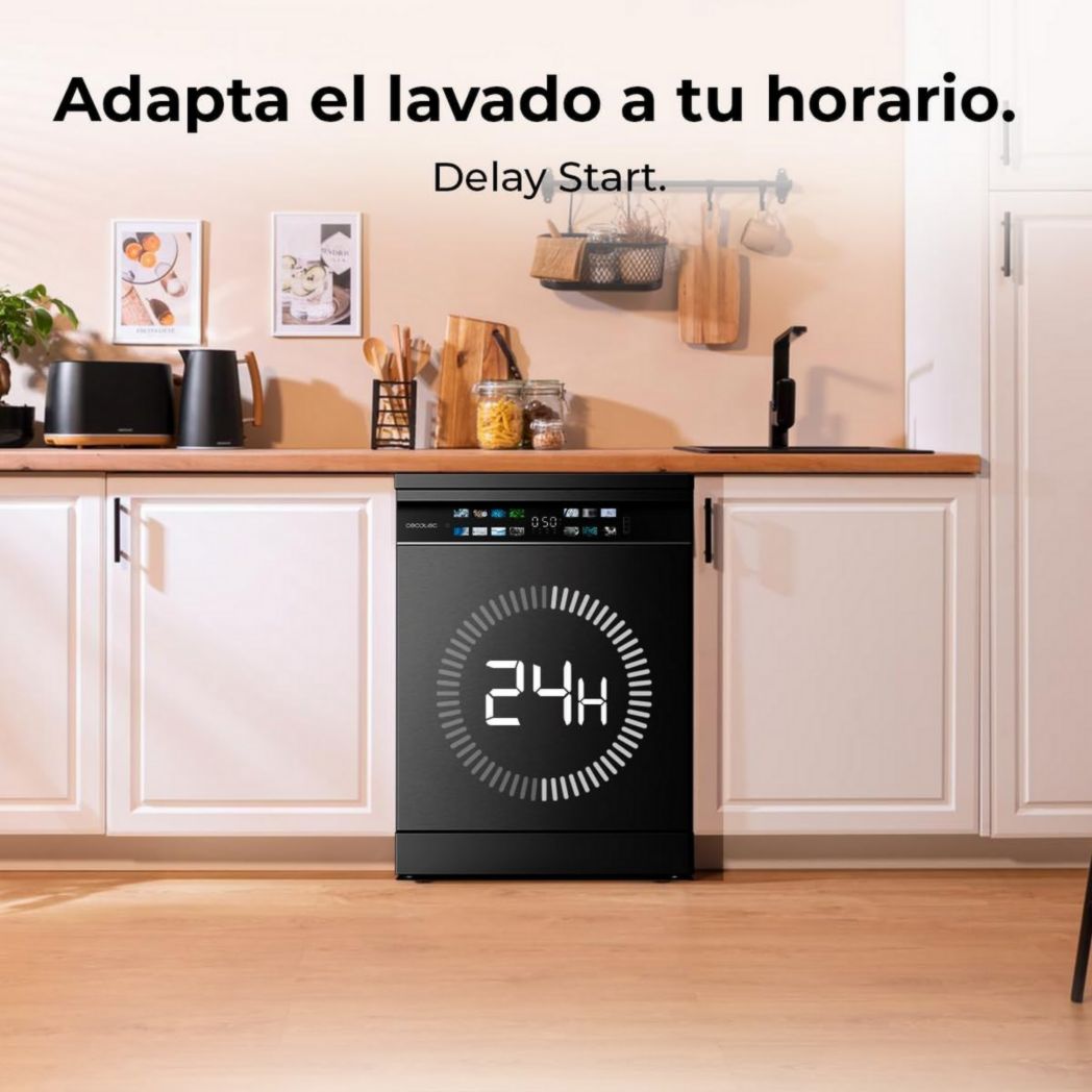 Lave-vaisselle Cecotec 60cm Bolero Aguazero 6700 B Lave-vaisselle blanc, 15 couverts, Classe B, moteur Inverter Plus, O2 Dry, Lavage Dual Zone, Plateau réglable, Turbo Dry+ et Demi-charge.