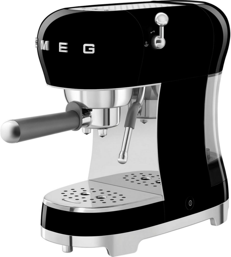 Smeg, ECF02CREU Machine à expresso manuelle, système Thermoblock et buse vapeur, 4 fonctions expresso, plateau amovible, porte-filtre, réservoir d'eau 1 L, dimensions compactes, 1350 W, couleur crème