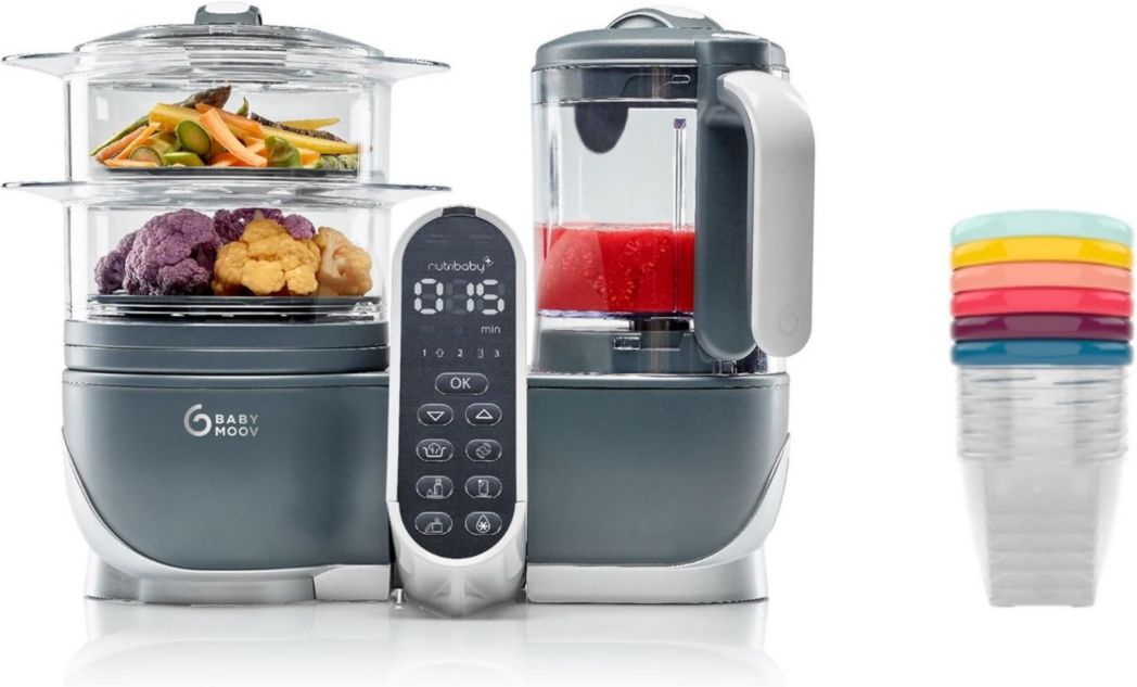 Babymoov Nutribaby(+), Robot cuiseur multifonction 6 en 1 pour bébé, cuiseur vapeur, grande capacité 2,2 L, petits pots maison, idéal pour diversifier les repas, vert opale