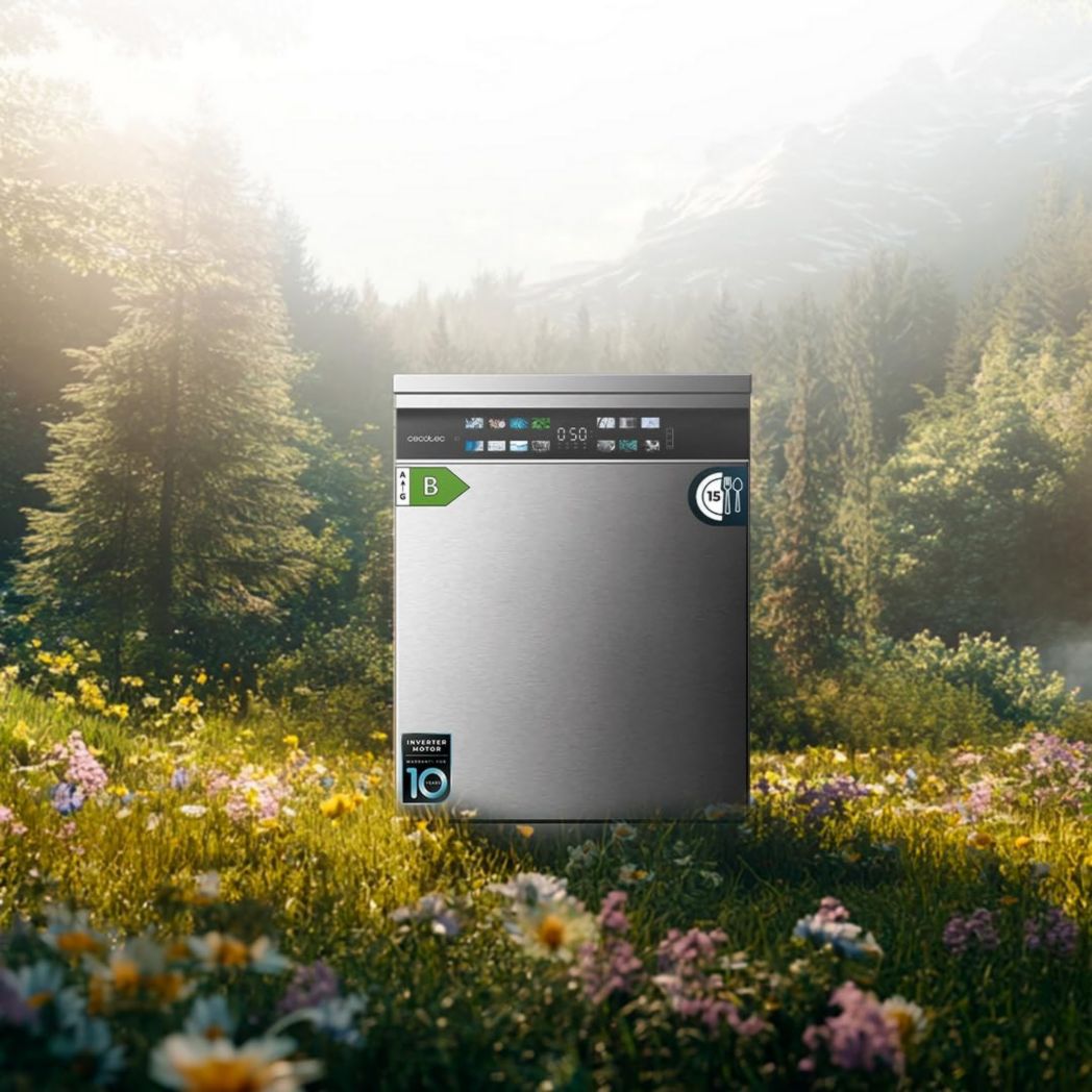 Lave-vaisselle Cecotec 60cm Bolero Aguazero 6700 B Lave-vaisselle blanc, 15 couverts, Classe B, moteur Inverter Plus, O2 Dry, Lavage Dual Zone, Plateau réglable, Turbo Dry+ et Demi-charge.