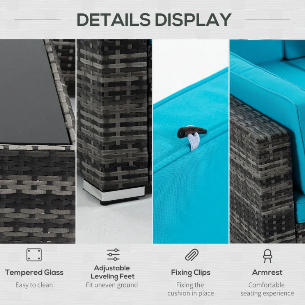 Ensemble de canapés d'extérieur sectionnels en osier