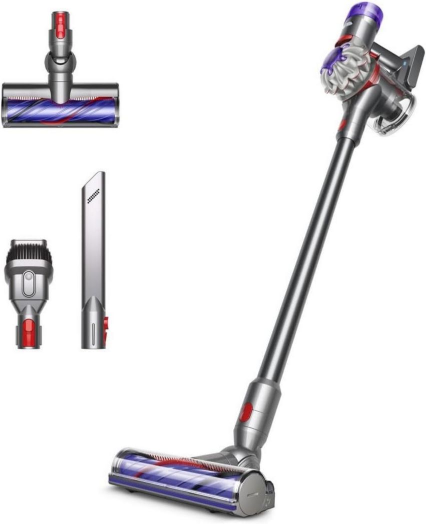Aspirateur-balai sans fil Dyson V8 Advanced™ – 130 AW, autonomie de 40 min, brosse motorisée auto-démêlante, accessoires combinés, station d'accueil murale, argent/nickel