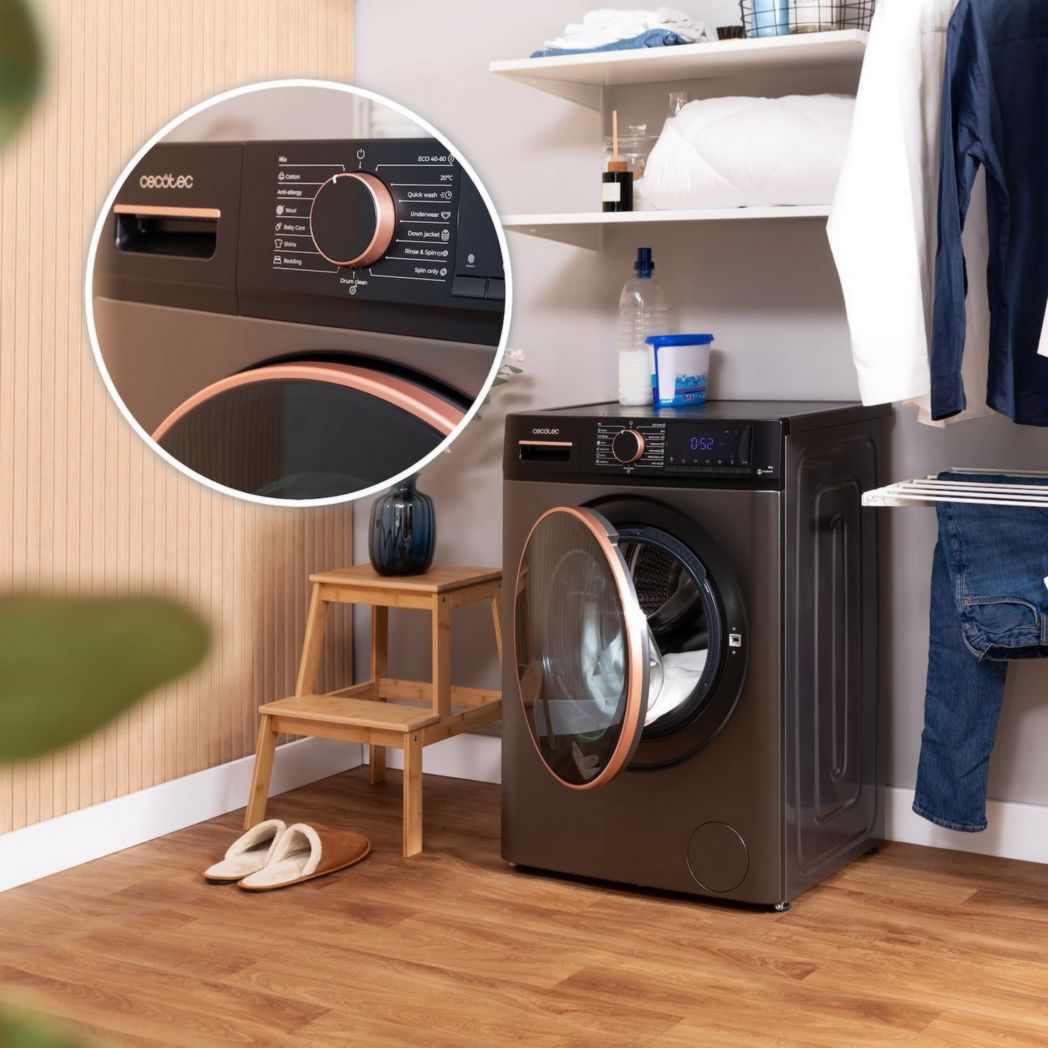 Lave-linge Cecotec 8 kg Bolero DressCode 8610 Inverter Steel A. Chargement frontal, 1400 tr/min, SteamMax, moteur Inverter Plus, 15 programmes, OnSmart, Stop&Go, DrumClean, revêtement antibactérien