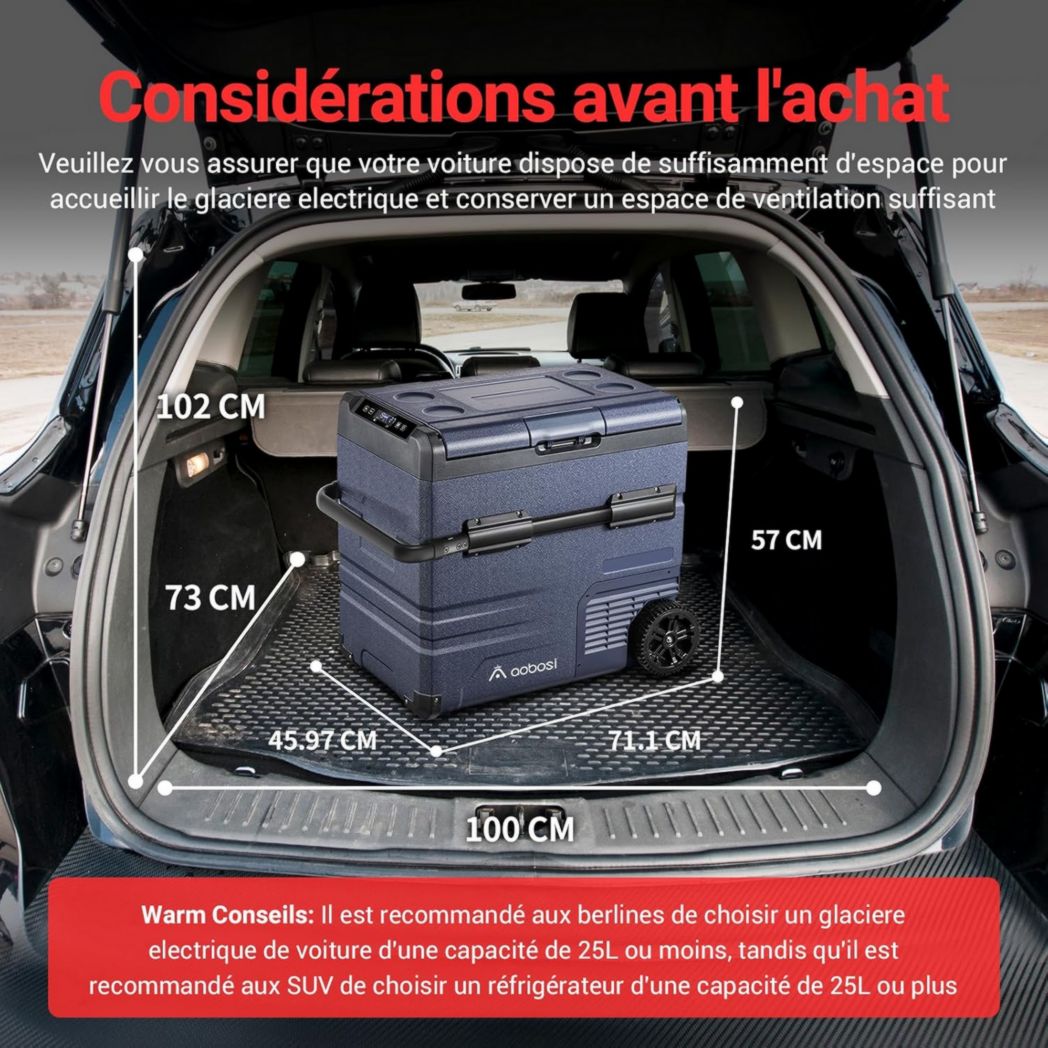 Glacière électrique double zone AAOBOSI 115 L, compresseur WiFi, 12 V/24 V et 100-240 V, pour camping, -20 °C à 20 °C, pour voiture, camion, bateau, camping, caravane, voyage, maison