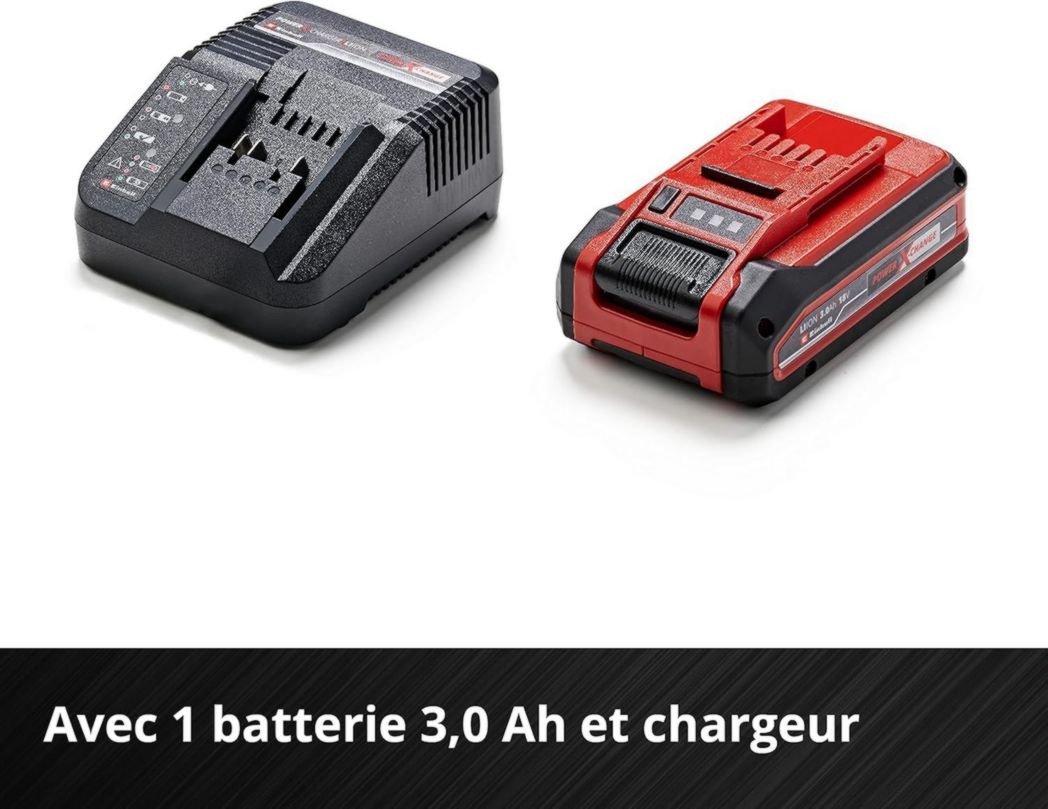 Tondeuse à gazon sans fil Einhell GE-CM 18/30 Li Kit Power X-Change (18 V, largeur de coupe 30 cm, surface recommandée 150 m²) Livrée avec batterie 3,0 Ah et chargeur