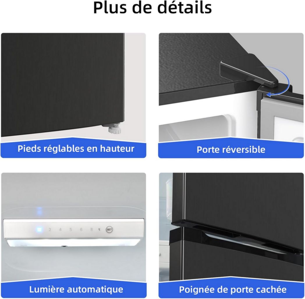 Réfrigérateur congélateur inférieur CHIQ CBM159LEBD 157 litres (109 + 48) Low Frost, faible bruit, refroidissement rapide, faible encombrement