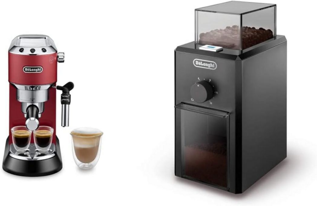 De'Longhi Dedica Style EC685.M, Machine à expresso avec buse à mousse de lait professionnelle, seulement 15 cm de large, réservoir de 1 L, boîtier en métal, compatible avec les dosettes ESE, métal