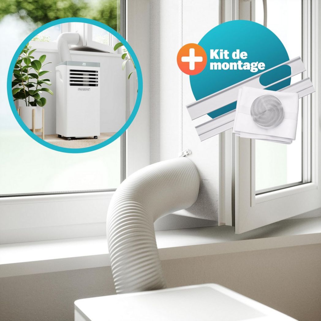 Climatiseur portable 4 en 1 Monzana® MZKA1000, refroidisseur d'air, 9 000 BTU/h, déshumidificateur, ventilateur, application Wi-Fi Alexa