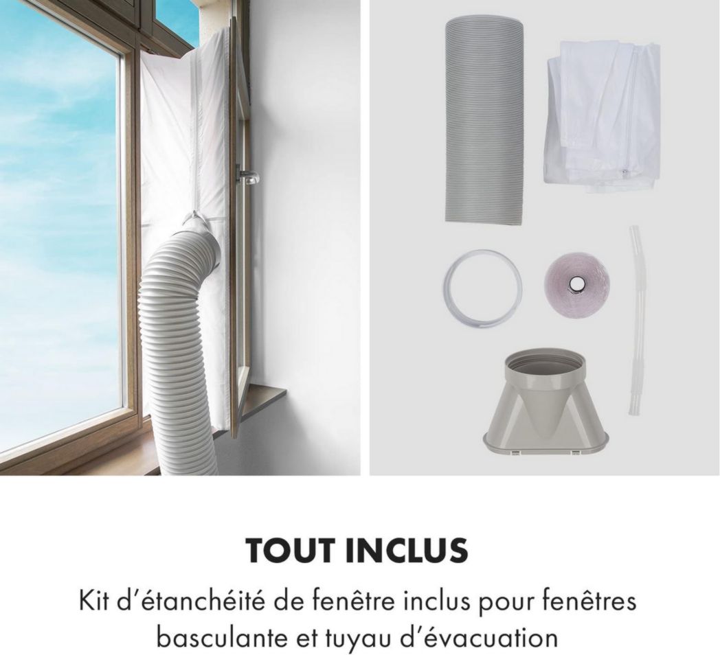 Climatiseur portable silencieux Klarstein, climatiseur portable 5 en 1, mini climatiseur, purificateur et éliminateur d'odeurs, mode nuit, déshumidificateur d'air, faible consommation, 10 000 BTU, climatiseurs