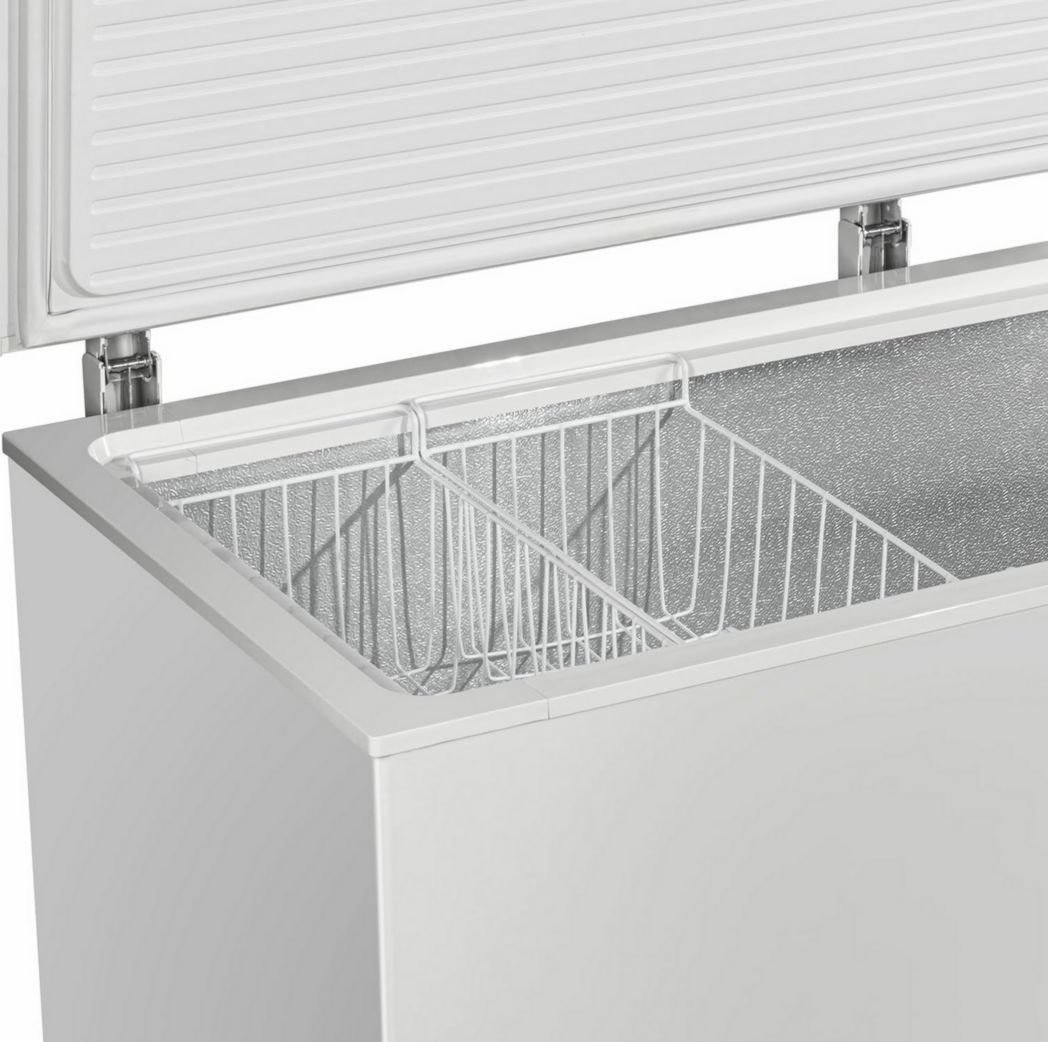 Congélateur coffre professionnel METRO GHF2700S, acier, 188 x 73,5 x 94,5 cm, 700 L, 125 W, 3 paniers, éclairage LED, avec serrure, blanc/gris