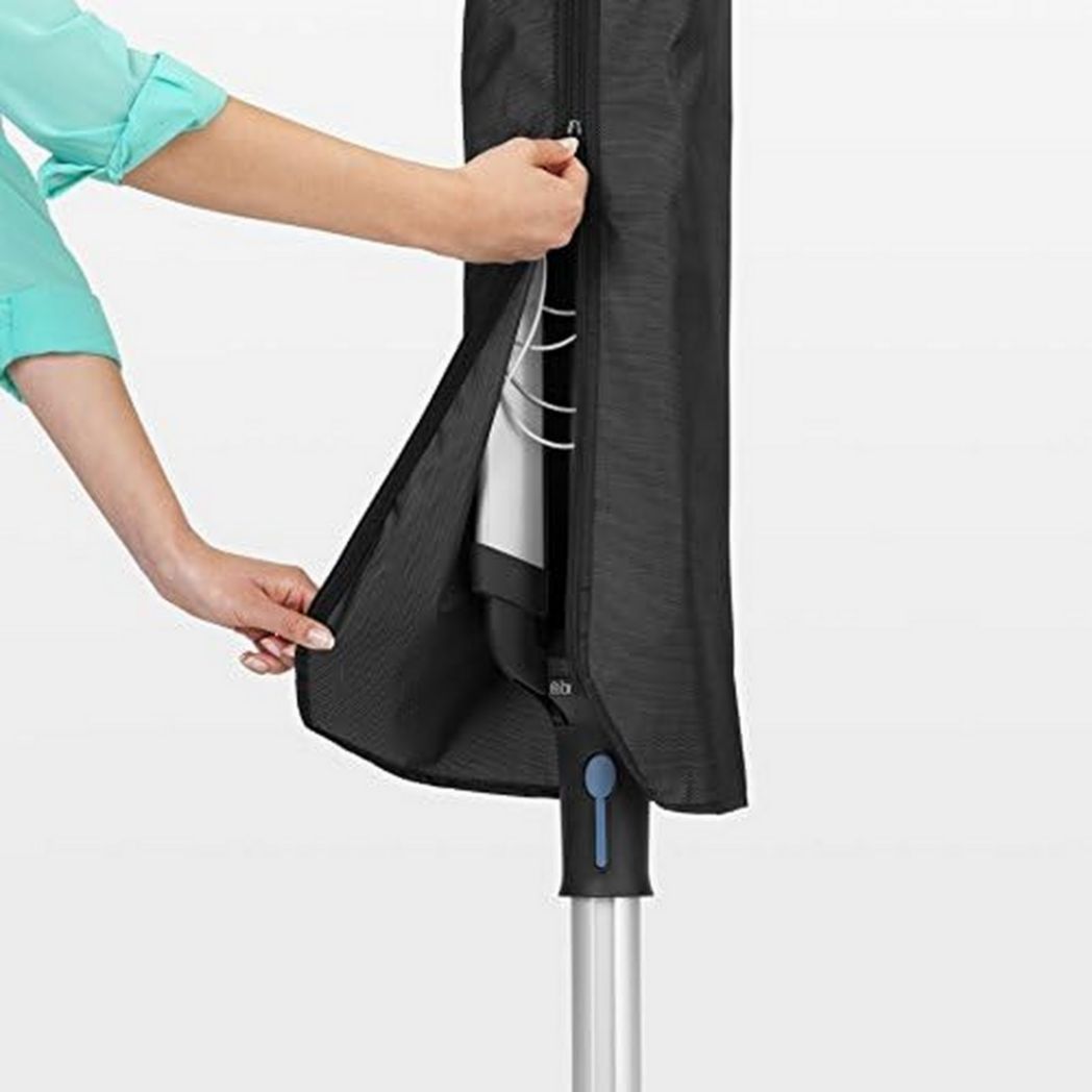 Brabantia - Séchoir à linge Lift-O-Matic - Étendoir à linge d'extérieur - Antidérapant - Résistant aux UV, 60 m - Rotation fluide - Pratique - Douille métallique à planter - Gris métallisé - 295 cm