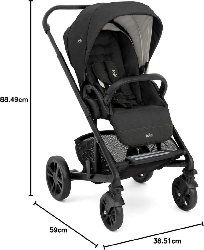 Joie - Chrome™ - Poussette multimodale 4 en 1 - Siège réversible - Compatible siège auto - Pliage automatique - Suspension tout-terrain - Harnais SoftTouch 5 points - Dès la naissance