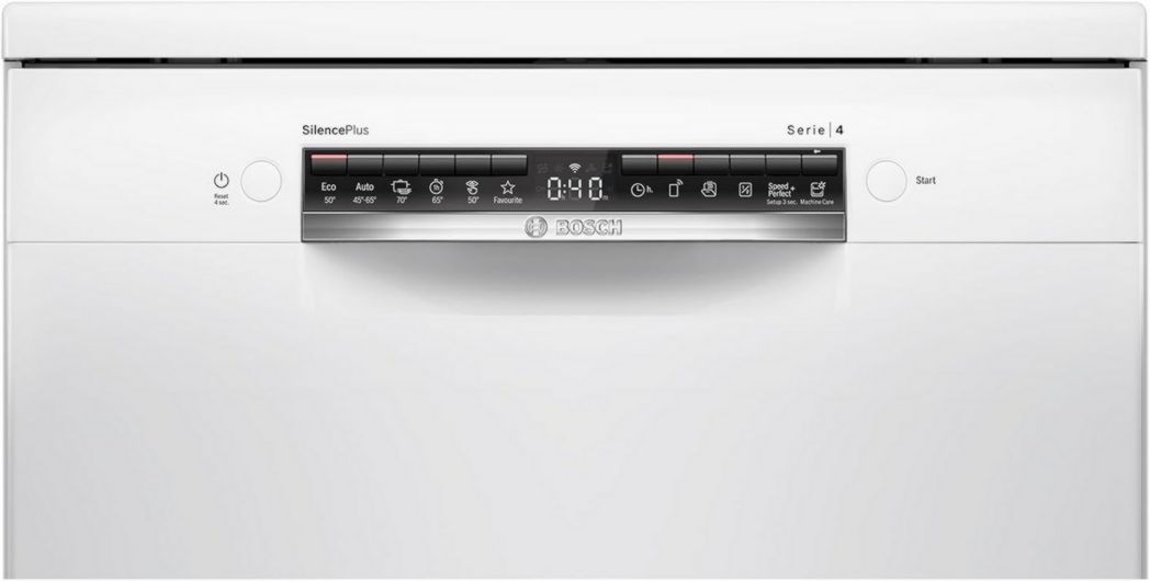 Bosch - Lave-vaisselle pose libre, 60 cm, Série 4, 14 couverts, 3 plateaux, Home Connect, blanc, SMS4EMW06E