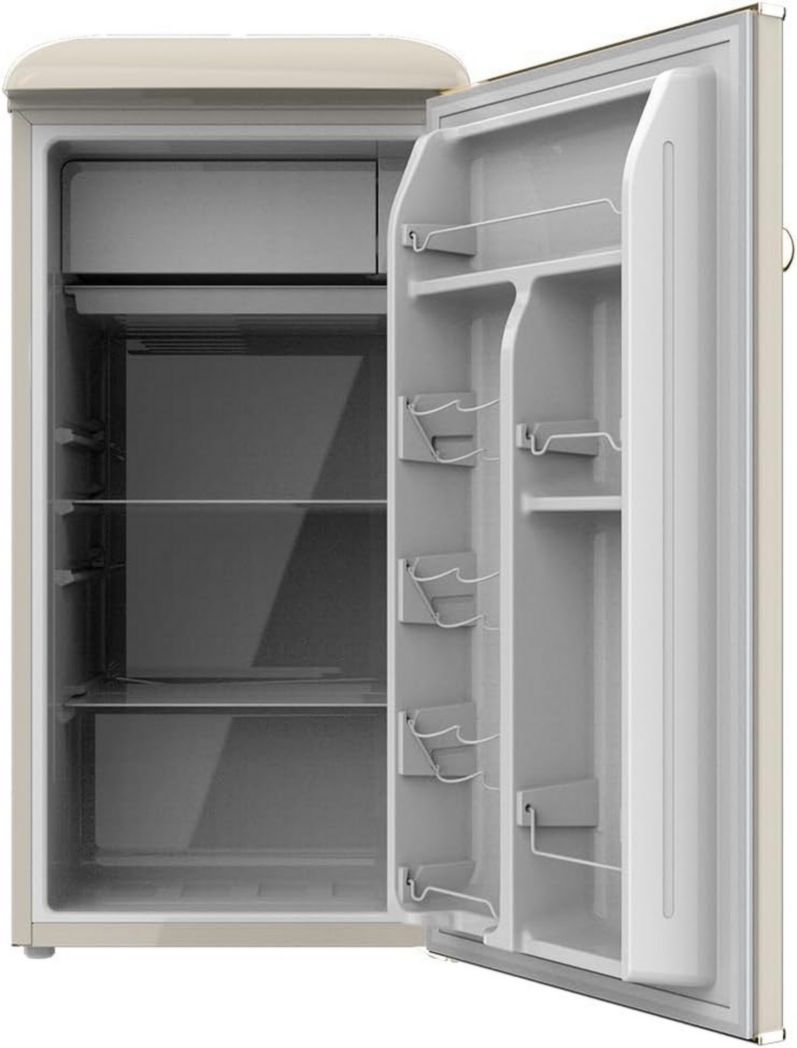 Mini-réfrigérateur Cecotec Bolero CoolMarket TT Origin 45 Rouge. Réfrigérateur de table rétro 45 L, 55 cm de haut, 44,7 cm de large, classe énergétique E, bac à glaçons et poignée chromée, rouge.