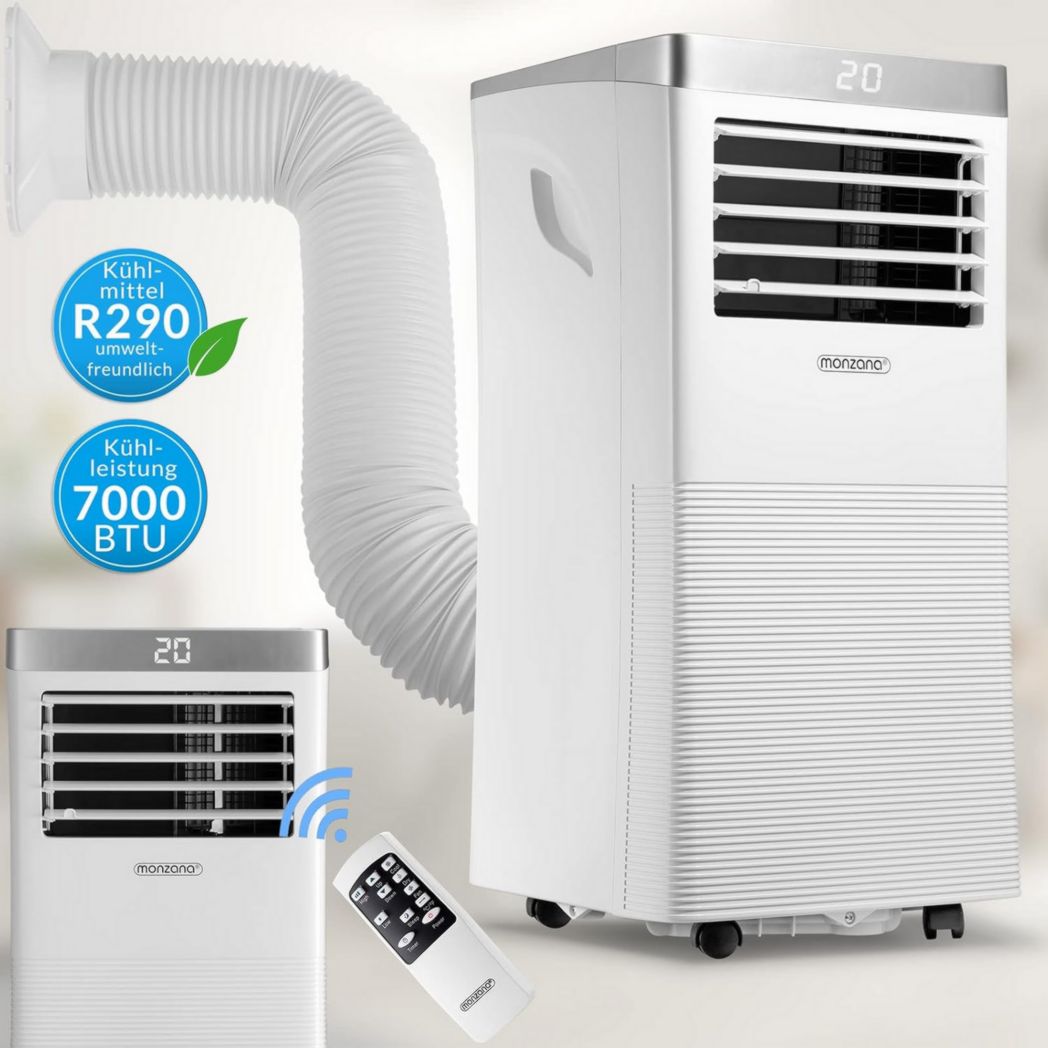 Climatiseur portable 4 en 1 Monzana® MZKA1000, refroidisseur d'air, 9 000 BTU/h, déshumidificateur, ventilateur, application Wi-Fi Alexa