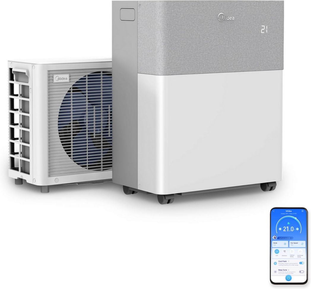 Climatiseur portable 4-en-1 silencieux MIDEA PortaSplit | 12 000 BTU | 3,5 kW, chauffage et climatiseur portables prêts à installer - Climatiseur portable avec refroidisseur, déshumidificateur, chauffage et ventilateur