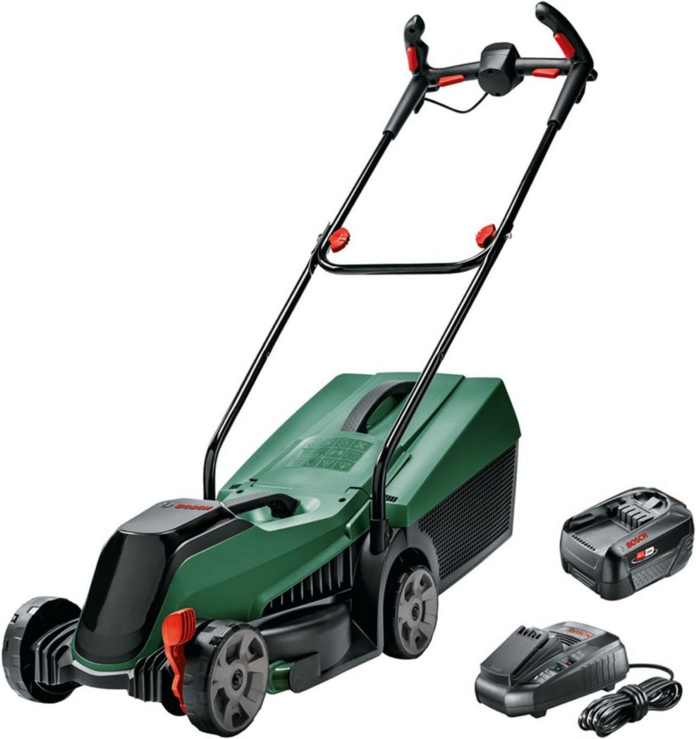 Tondeuse à gazon sans fil Bosch CityMower 18V-32-300 (18 V, 1 batterie 4,0 Ah, moteur sans balais, largeur de coupe : 32 cm, tond jusqu'à 300 m², dans un carton)