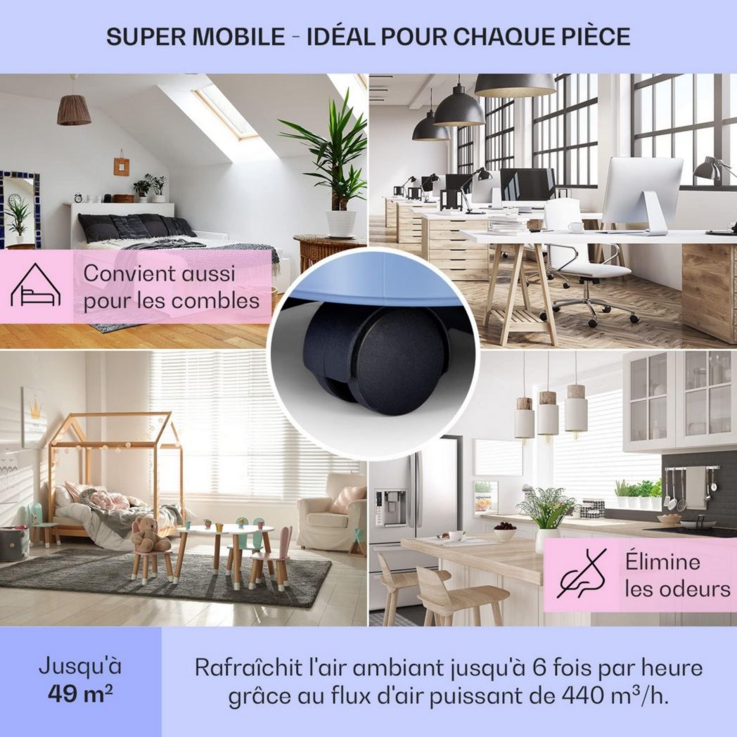 Climatiseur portable silencieux Klarstein, climatiseur portable 5 en 1, mini climatiseur, purificateur et éliminateur d'odeurs, mode nuit, déshumidificateur d'air, faible consommation, 10 000 BTU, climatiseurs