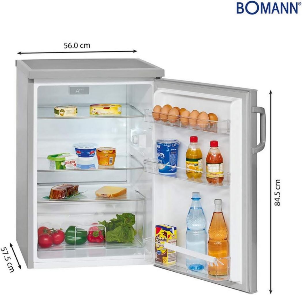 Réfrigérateur Bomann 133L blanc VS2195-1-blanc, Capacité nette : 133 litres, Éclairage intérieur LED, Contrôle continu de la température, 3 clayettes en verre