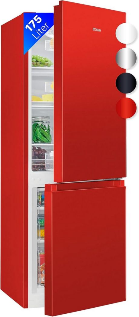 Réfrigérateur et congélateur Bomann KG320, 175 L, contrôle de température continu, charnières de porte à droite, interchangeables, pieds réglables, noir