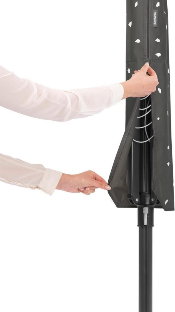 Brabantia - Séchoir à linge Lift-O-Matic - Étendoir à linge d'extérieur - Antidérapant - Résistant aux UV, 60 m - Rotation fluide - Pratique - Douille métallique à planter - Gris métallisé - 295 cm