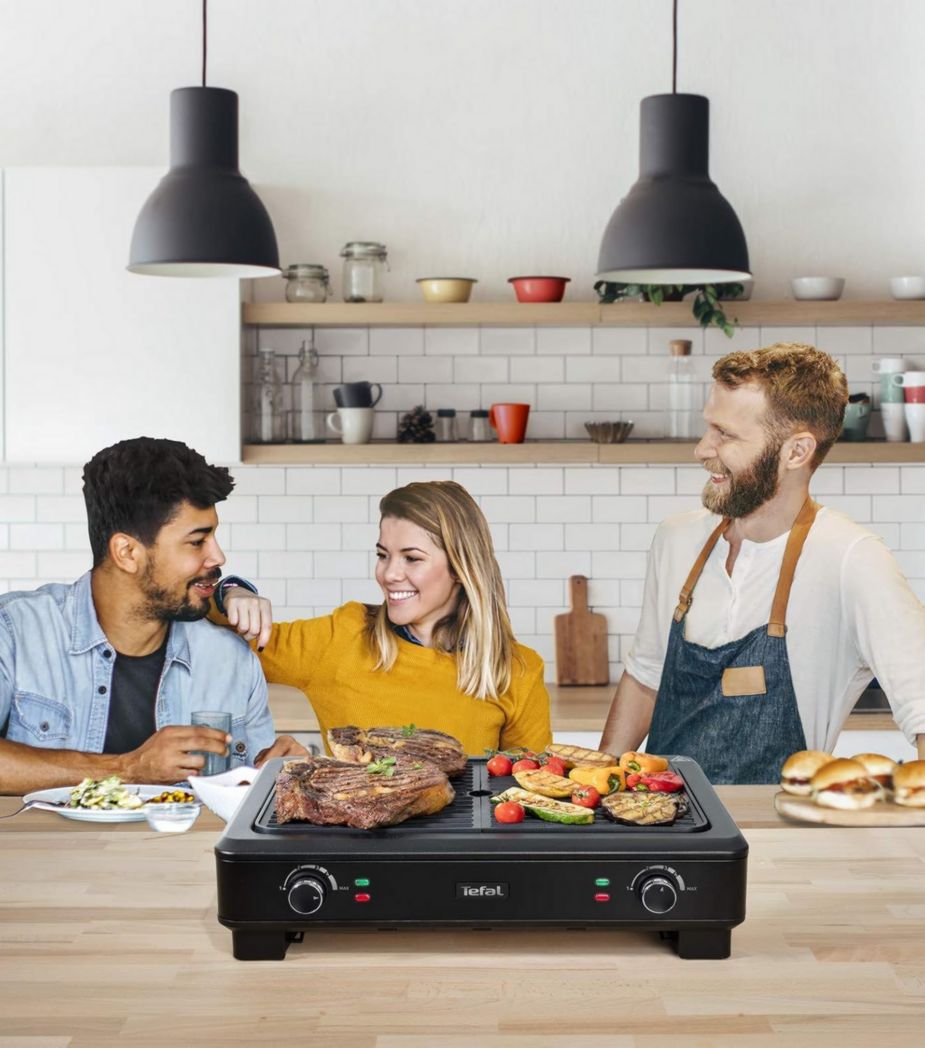 Barbecue électrique d'intérieur Tefal TG900812, presque sans fumée ni odeur, noir, taille unique