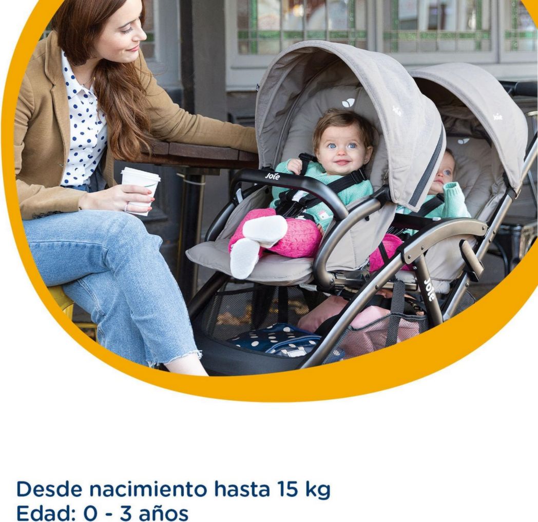 Joie - Evalite™ Duo - Poussette double - Siège arrière inclinable - Pliage facile et compact - Compatible siège auto - Suspension 4 roues - Harnais SoftTouch 5 points - Convient dès la naissance