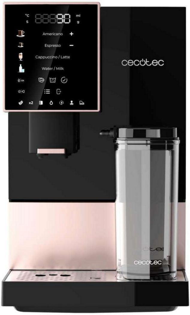 Machine à café super automatique Cecotec Cremmaet Compactccino Black Rose, 19 bars, réservoir à lait, système Thermoblock, 5 niveaux de mouture, réservoir à café de 150 g